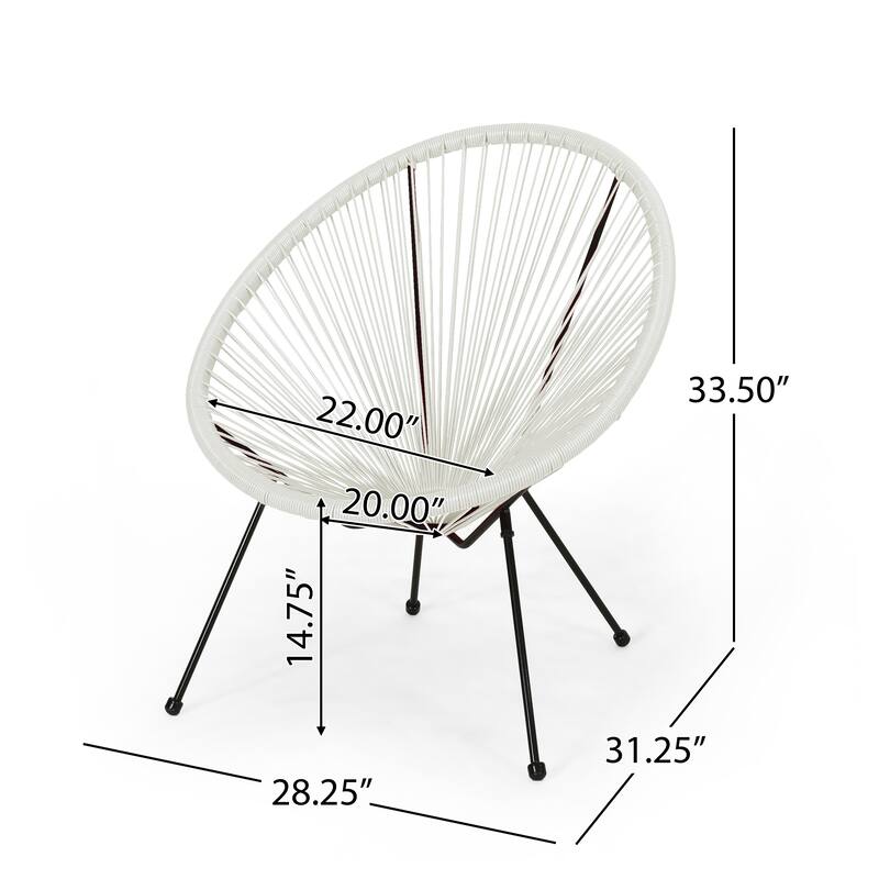 Anson Outdoor Steel Chairs w/ Hammock Rattan Seating (Set of 2) by Christopher Knight Home