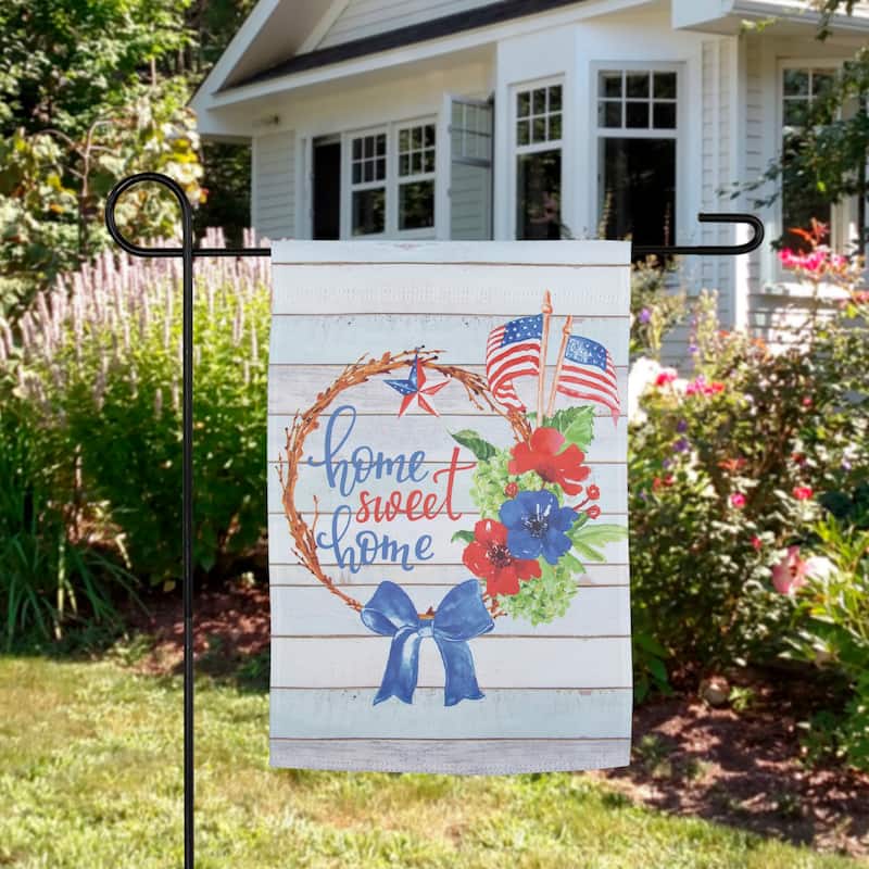 Home Sweet Home Wreath Patriotic Outdoor Garden Flag - 18" x 12.5"