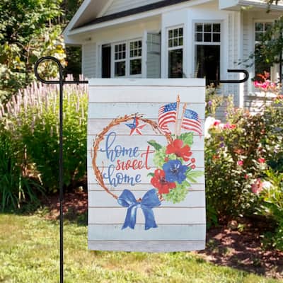 Home Sweet Home Wreath Patriotic Outdoor Garden Flag - 18" x 12.5"