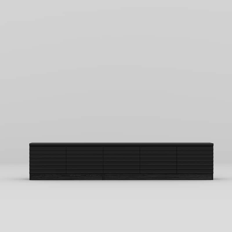 Modern Black TV Stand with Storage Cabinets for Living Room