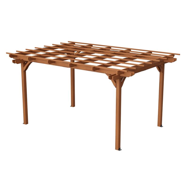 12x10 FT Outdoor Wood Pergola for Garden, Patio, and Backyard, Brown