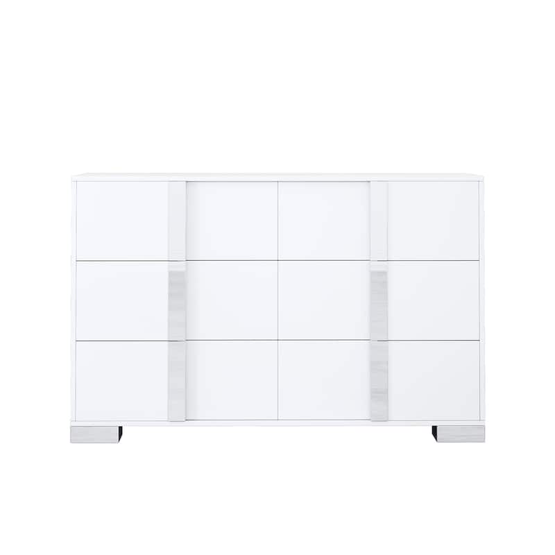 Elegant Modern Dresser with Metal Handle,Mirrored Storage Cabinet
