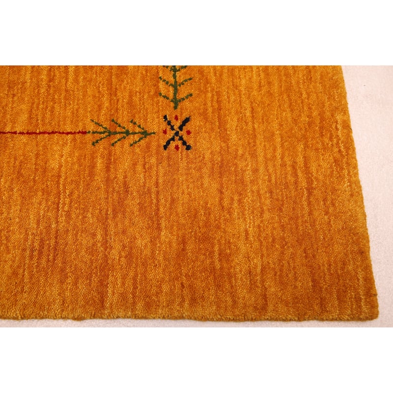 ECARPETGALLERY Hand Loomed Kashkuli Gabbeh Light Orange Wool Rug - 4'11 x 8'0