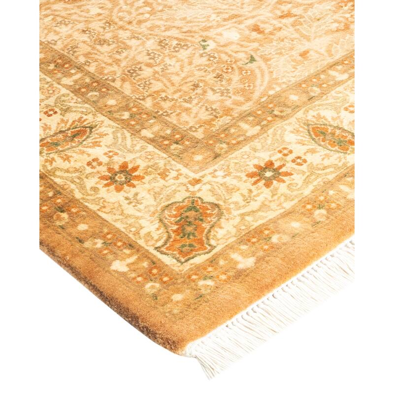 Overton Handknotted Wool Traditional Oriental Brown Area Rug - 5' x 8'