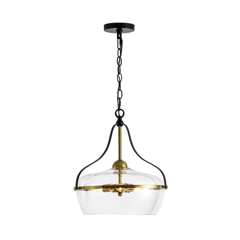 16.2 in. 3-Light Modern Matte Black Pendant Light with Clear Dome Glass Shade For Use in Kitchen Islands, Dining Rooms