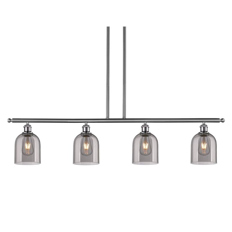 Innovations Lighting 516-4I-10-48 Bella Pendant Bella 4 Light 48" Wide - Brushed Satin Nickel / Light Smoke