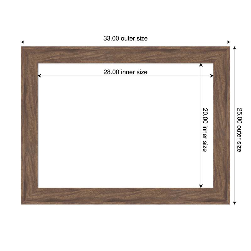 Pia Medium Brown Framed Dry Erase Magnetic Board - 33 x 25 in