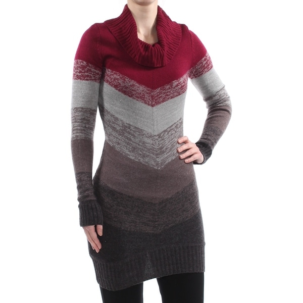 BCX Womens Gray Color Block Long Sleeve Cowl Neck Tunic Top Size: XS
