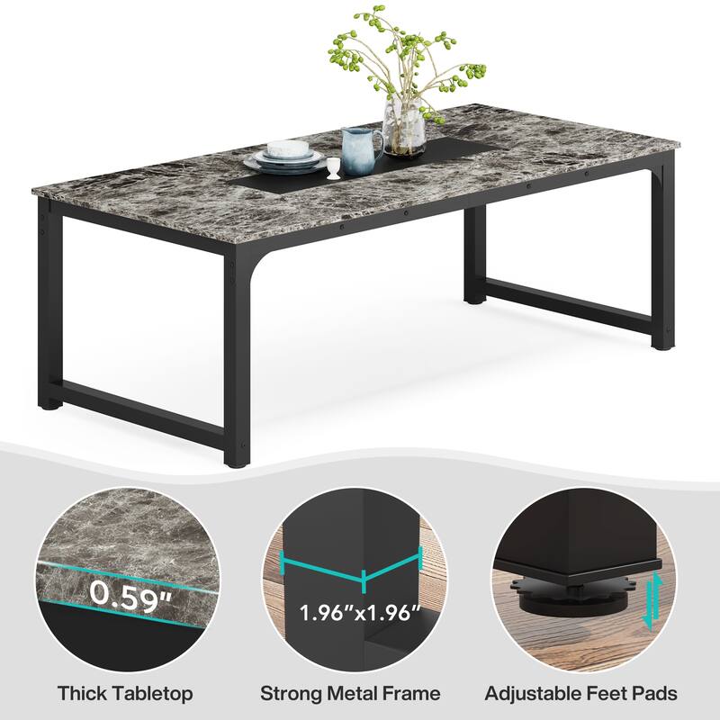 78.74 Inches Modern Dining Table for 8-10, Rectangular Kitchen Table - 78.7"W x 39.4"D