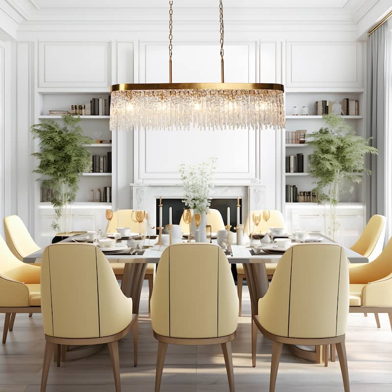 Modern 5-Light Crystal Chandelier Island Lights for Kitchen Island - Gold - 43.3" W x 19.2" H x 10" D