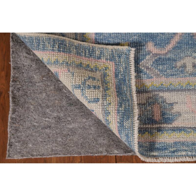 Vegetable Dye Floral Oushak Turkish Runner Rug Handmade Wool Carpet - 3'2"x 16'0"