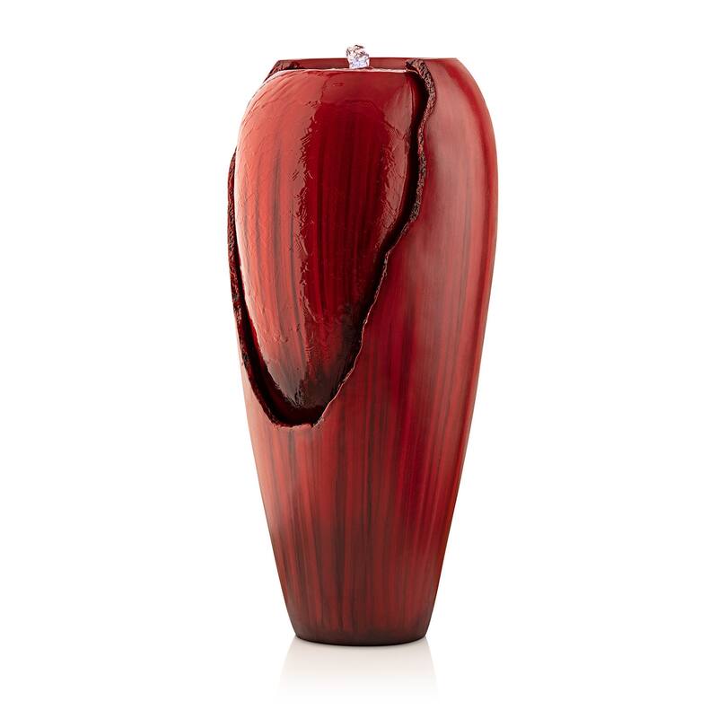 Alpine Corporation 33" Tall Ceramic Jar Fountain with LED Light