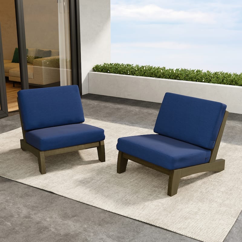 Outdoor Furniture Teak Wood Armless Loveseat Sofa With Cushion