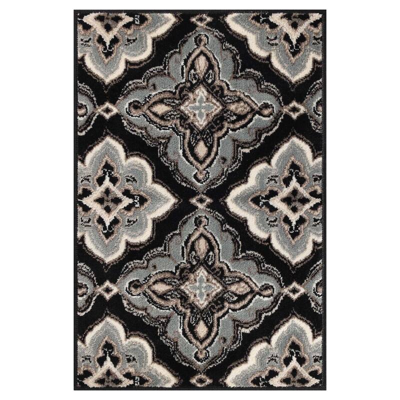 Superior Crawford Modern Medallion Indoor Runner or Area Rug - 2' x 3' - Black