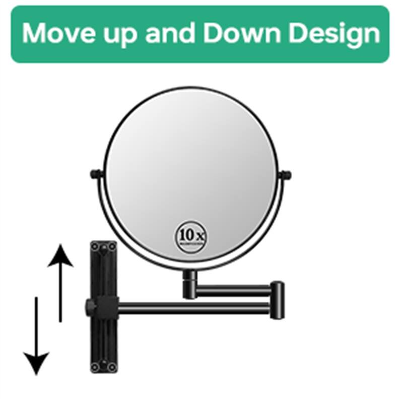 Height Adjustable 8 Inch 1x/10x Magnifying Double Sided Vanity Mirror