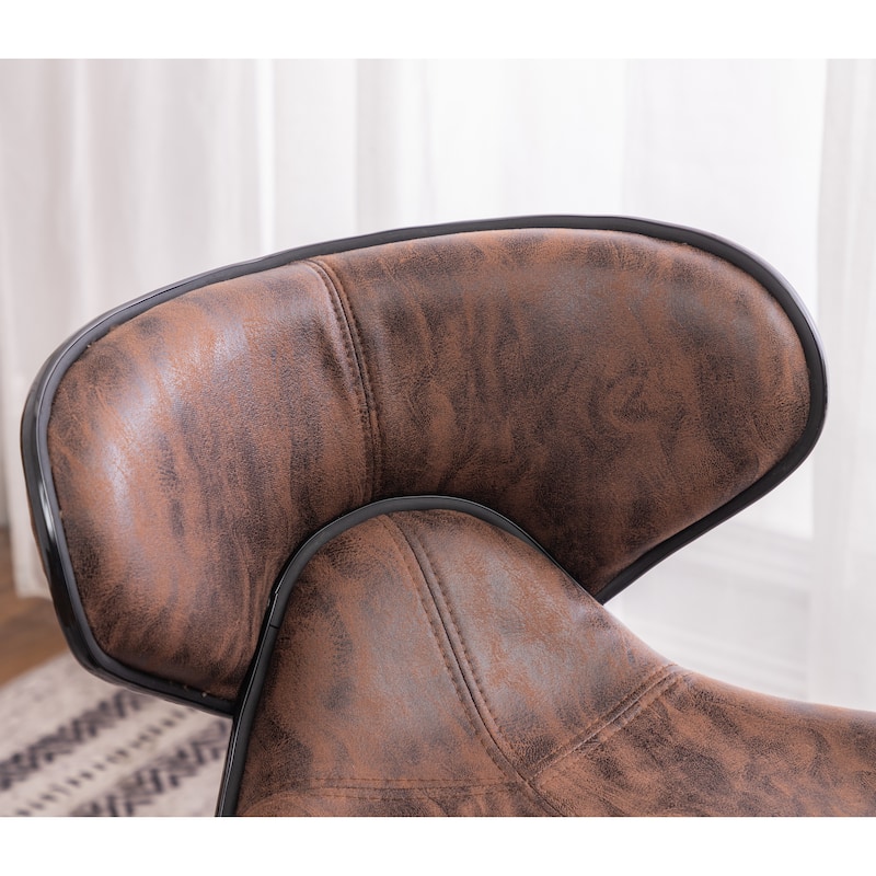 Swivel Bar Stools Counter Height Stools with Leather-Look Upholstery & Height Adjustable Dining Stools Set of 2聽