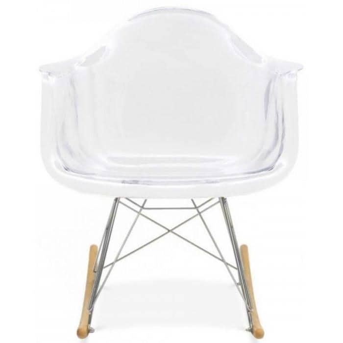 Crystal Clear Plastic Rocker Rocking Molded Shell With Arms Armchair Nursery Lounge Living Room Transparent On Sale Overstock 27983842