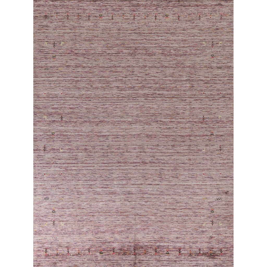 Gabbeh Indian Area Rug Hand-Knotted Tribal Wool Carpet - 8'0"x 9'11"