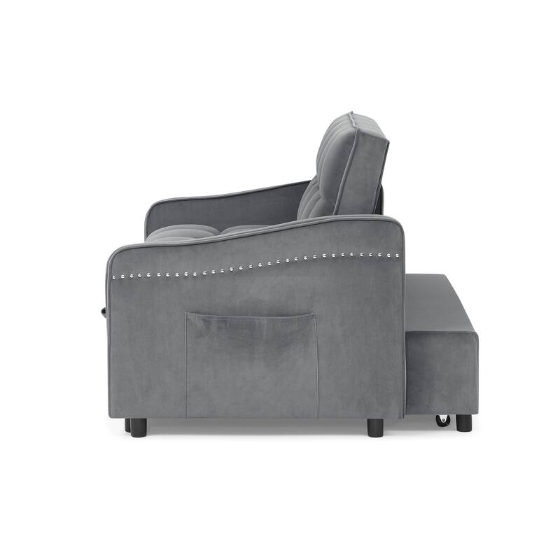 Modern Loveseat Sofa Bed With Pull-out Bed,TypeC and USB Charging