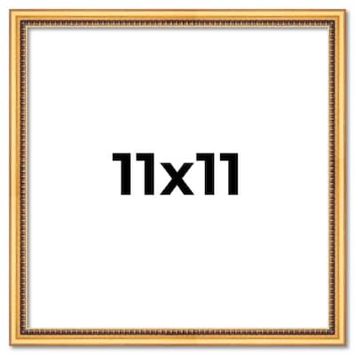 11x11 Frame Beaded Gold Solid Wood Picture Frame | 0.75 Inches