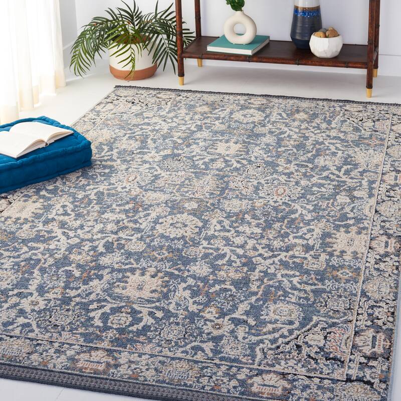 SAFAVIEH Vivaldi Razie Oriental Rug - 6'7" Square - Navy/Ivory