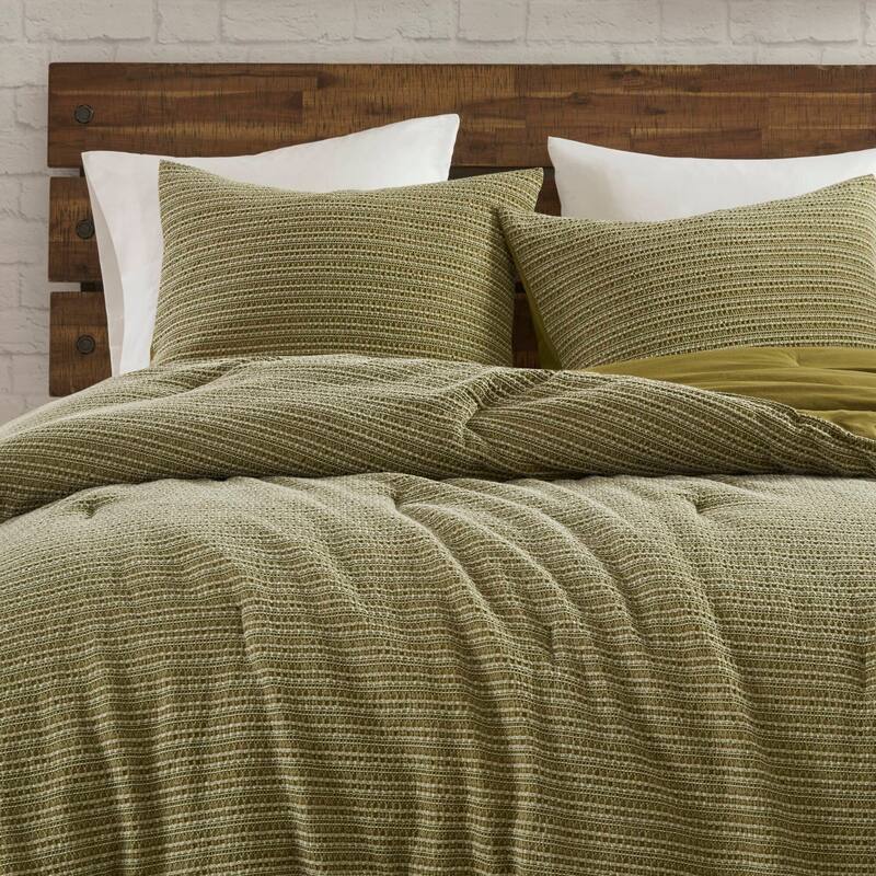 GDF Studio - Rowena Waffle Washed Cotton 3-Piece Comforter Set with Soft Textured Design