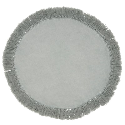 Stonewashed Placemats With Fringed Design (Set of 4)