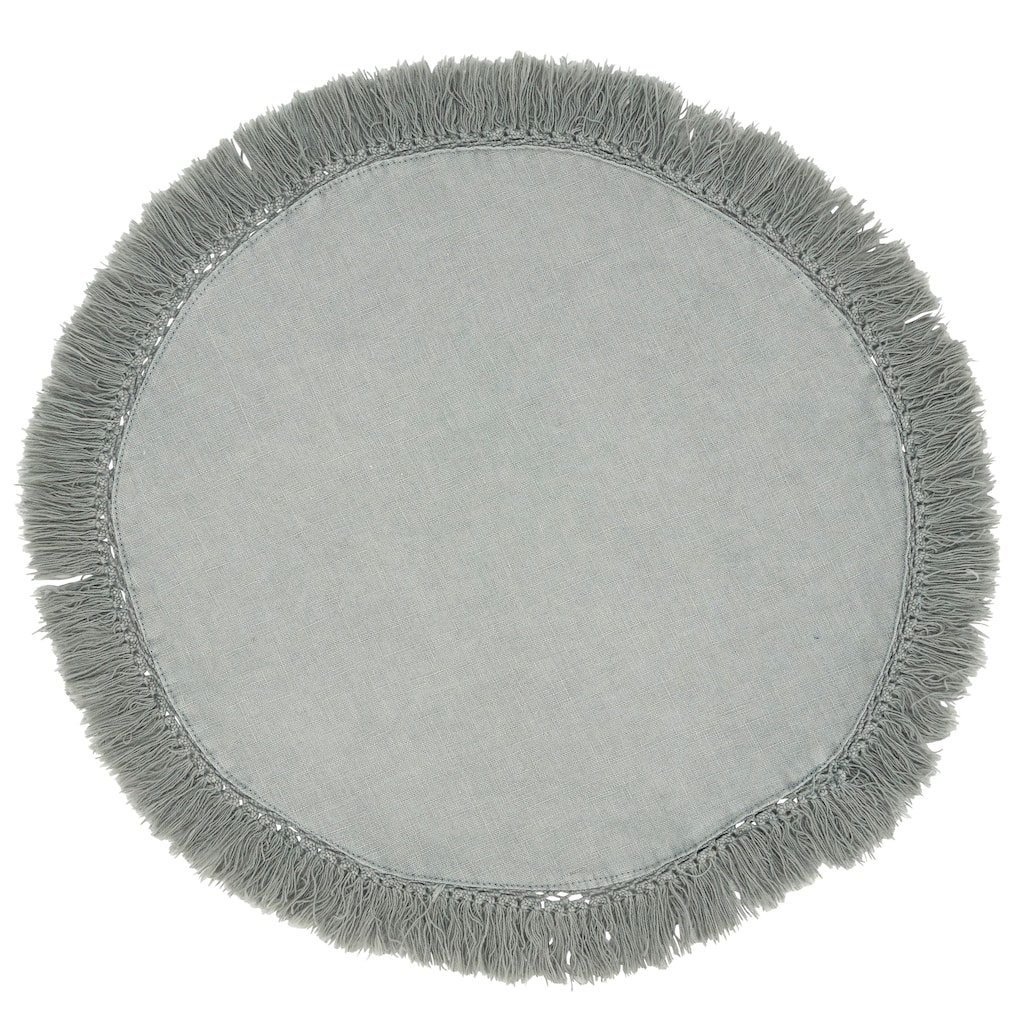 Stonewashed Placemats With Fringed Design (Set of 4)