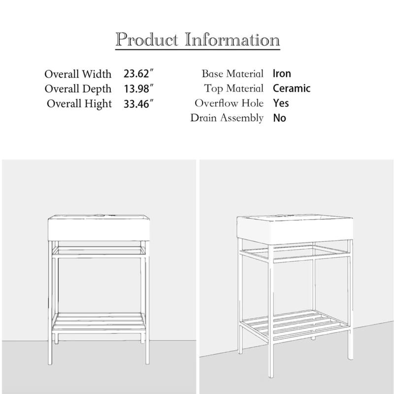 24" Freestanding Bathroom Vanity with Ceramic Sink - 23.62'' x13.98'' x 33.46''