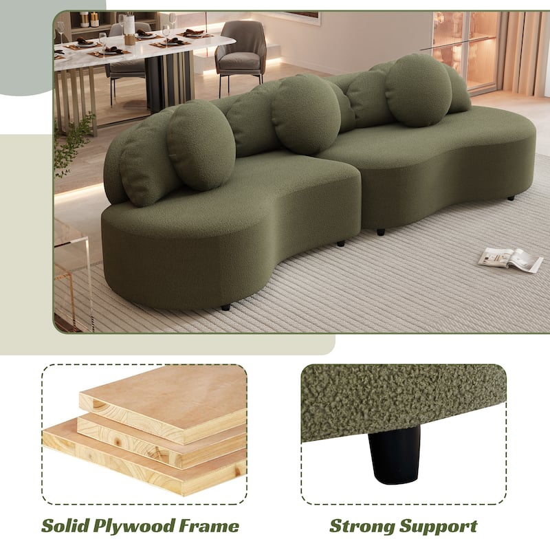 103.5" Foam 3-Seater Sofa with High-Density Cushions & 3 Pillows