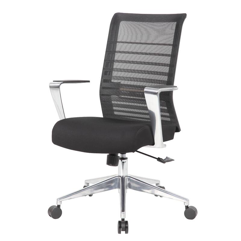Zara Rolling Task Chair, Black Mesh, Aluminum Synchro-Tilt Mechanism