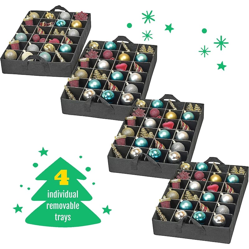 HOLDN’ STORAGE Underbed Christmas Ornament Storage Container Box with Dividers