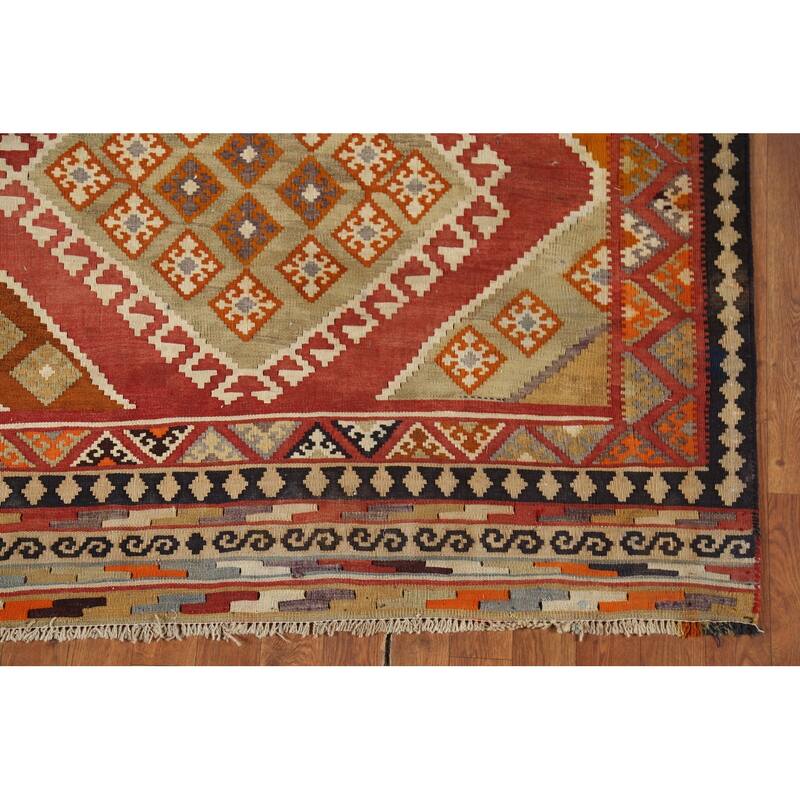 Kilim Qashqai Persian Vintage Rug Hand-Knotted Tribal Wool Carpet - 4'6"x 10'8"