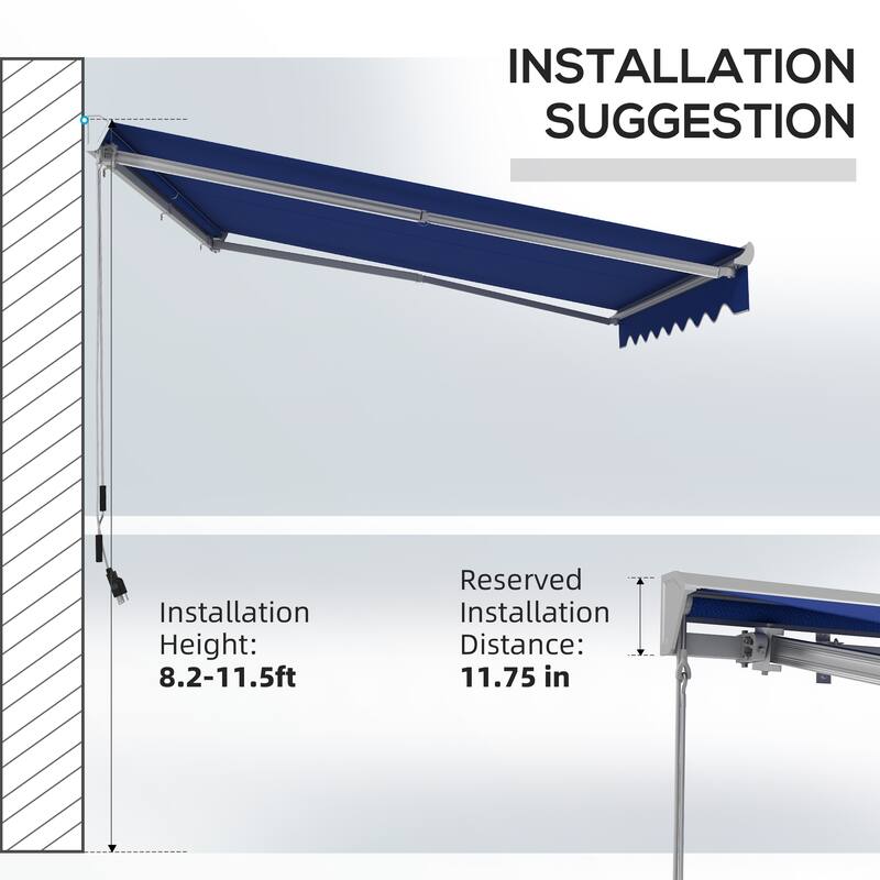 Outsunny 13' x 10' Electric Awning with LED Lights, Retractable Awning, UV40+ Sun Shade Shelter with Remote Controller and