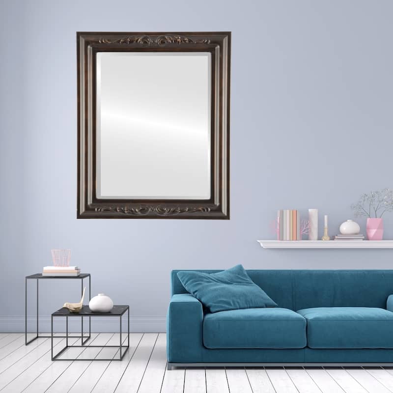 Florence Framed Rectangle Mirror in Rubbed Bronze - Antique Bronze