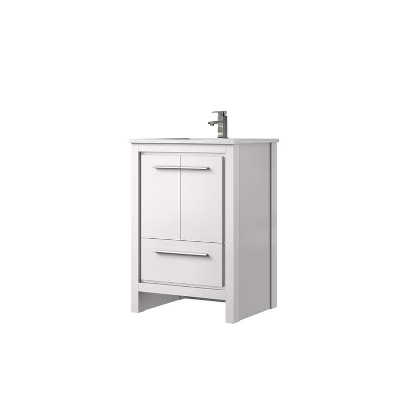 Lafarre Bath Vanity Cultured Marble Top, Sink and Gun Metal Faucet