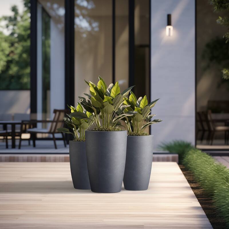 Tall Concrete Round Plant Pots / Large Indoor and Outdoor flower Planters