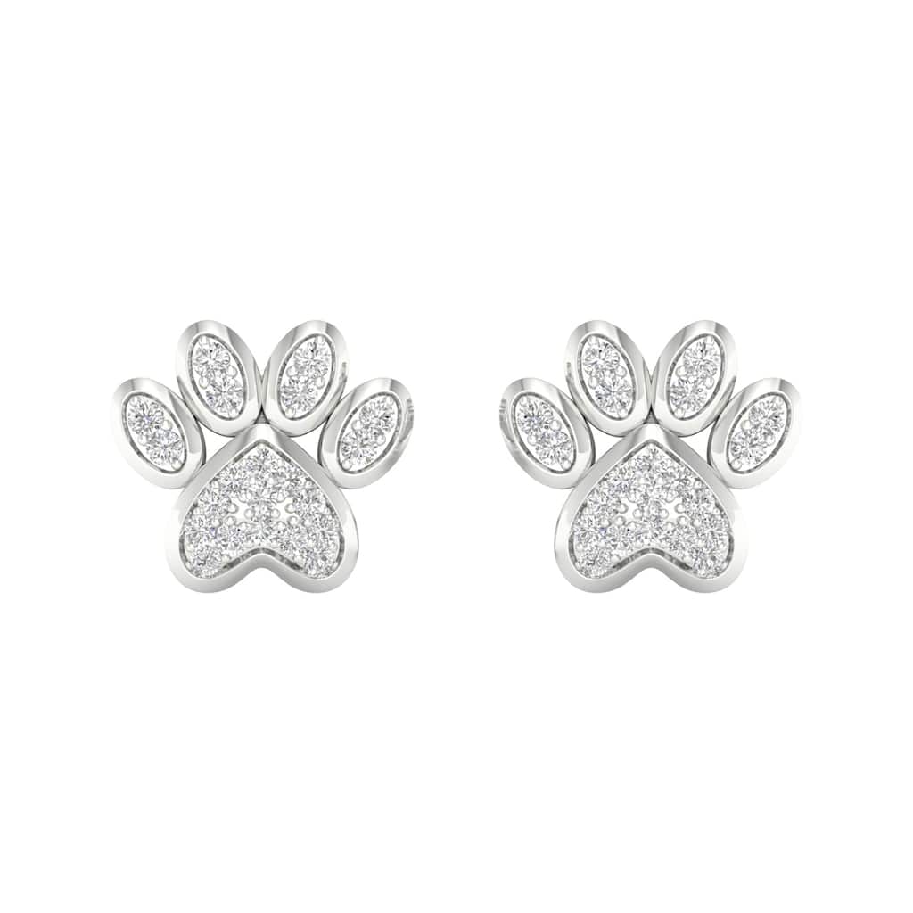 10k Gold Dog Paw Cluster Stud Earrings for Women