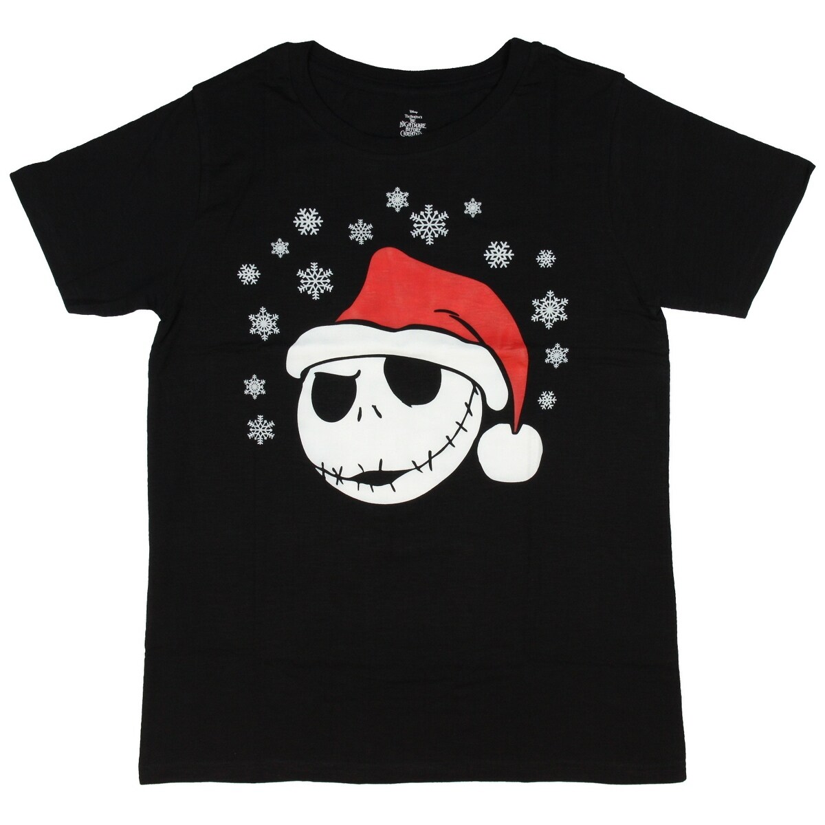 Shop Nightmare Before Christmas Santa Hat Jack Skellington Face Junior S T Shirt Overstock 31258352 L