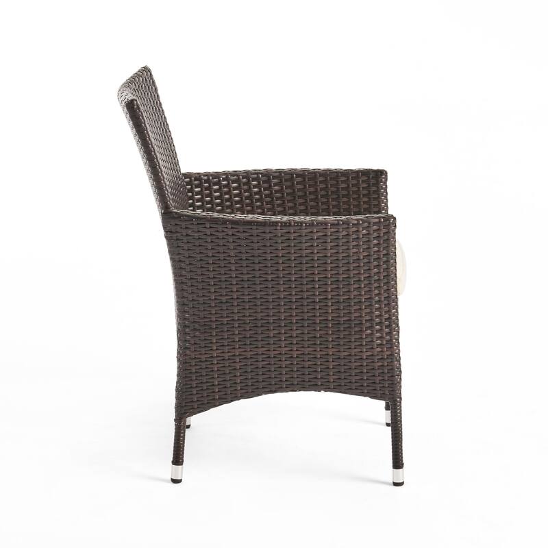 Wicker Patio Dining Chairs Set of 2, Outdoor Armchairs with Padded Cushions, Porch Rattan Chairs Club Chairs with High Back