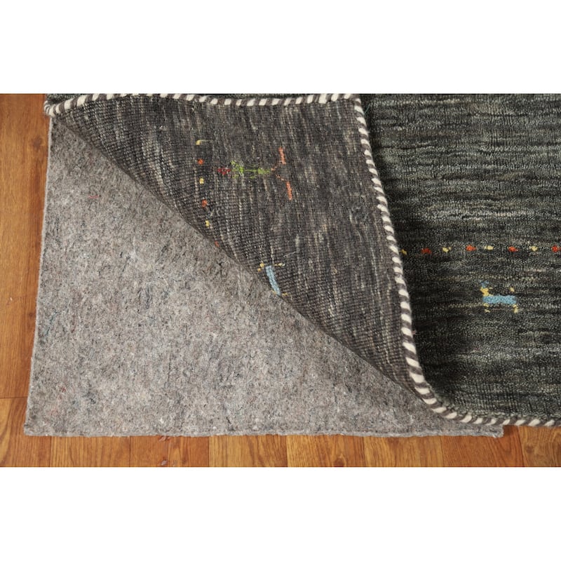Gabbeh Indian Rug Hand-Knotted Grey Foyer Wool Carpet - 2'6" x 5'7"