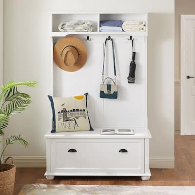 40W Hall Tree and Shoe Bench with Doors