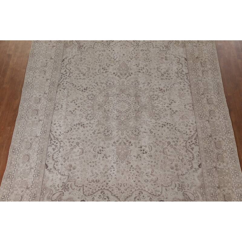Hand Knotted Oriental 100% Wool Carpet Traditional Floral Beige & Ivories Kashan Area Rug - 12' 1'' X 9' 5''