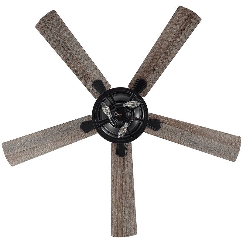52" 5 Blades Black Ceiling Fan with Light and Pull Chain - 52 Inch