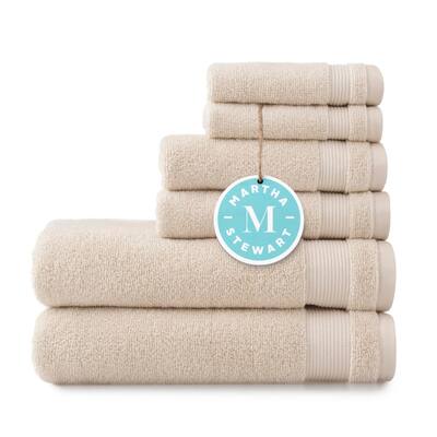 100% Cotton Bath Towels Set Of 6 Piece, 2 Bath Towels, 2 Hand Towels, 2 Washcloths, Quick Dry Towels