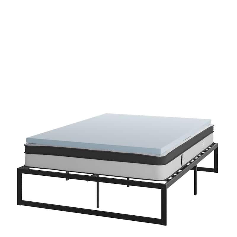 Platform Bed Frame; Pocket Spring Mattress & Memory Foam Topper