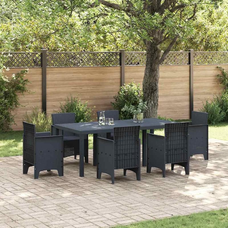 vidaXL Garden Table Anthracite/Brown poly rattan - Anthracite 78.7"