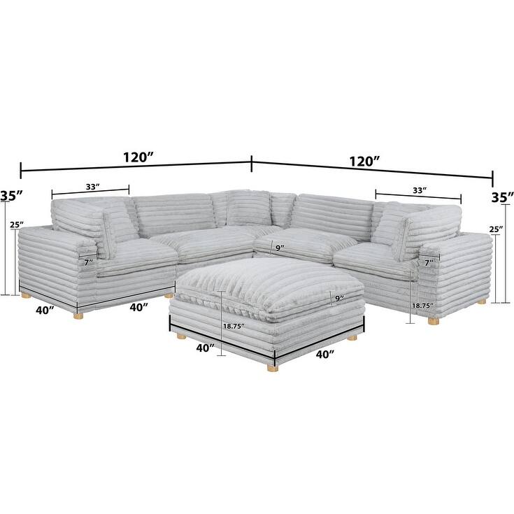 Best Quality Furniture 4-Piece Section Corduroy Modular