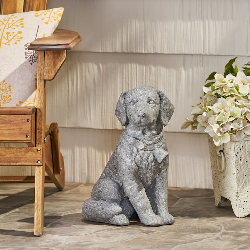 Stone Gray MGO Dog Garden Statue Outdoor Decorative Sculpture No Assembly Required - 12.5 - Grey - 12.5