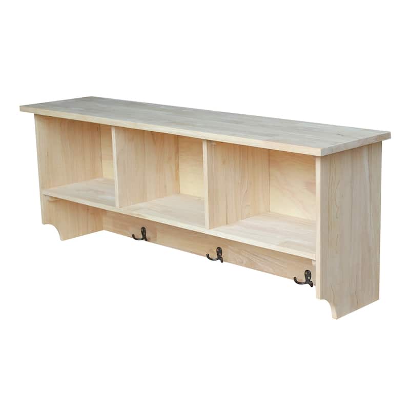 International Concepts Unfinished Wall Shelf Unit with Storage